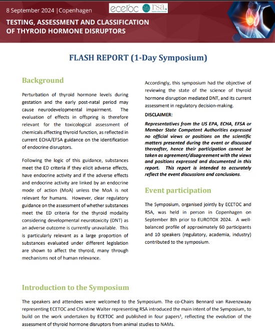 Testing, Assessment and Classification of Thyroid Hormone Disruptors – Flash Report